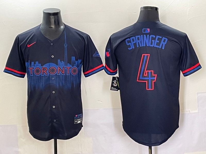Men 2025 Toronto Blue Jays #4 Springer Black Joint Name Nike MLB Jersey style 1->toronto blue jays->MLB Jersey